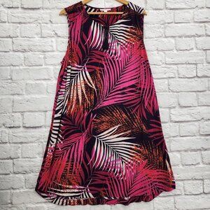 Beach Lunch Lounge Women's Floral Tropical Pink Blue Dress Tassel Size 1X